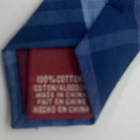 Penguin Navy Blue Plaid Cotton Skinny Necktie - Picture 5 of 6